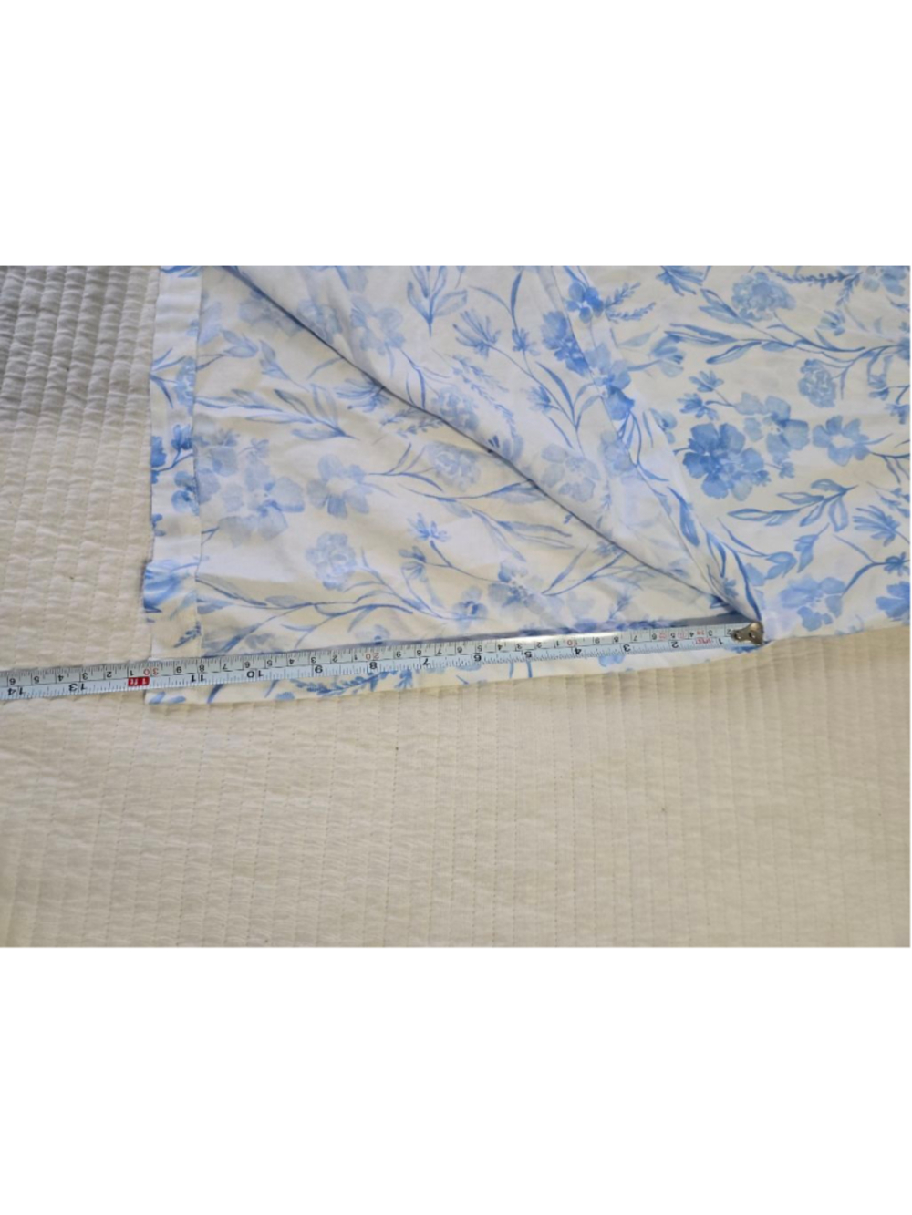 Women's Miss Elaine White & Blue Floral Zip-Front Robe M 3/4 Sleeve Sleepwear - Picture 7 of 10